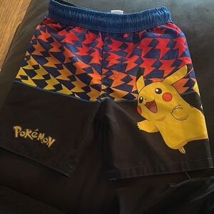 Kids Pikachu Swim Shorts - Black and Yellow